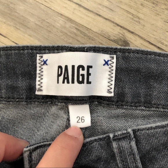 Paige Verdugo Ankle Skinny Gray Jeans Raw Hem - Picture 5 of 6